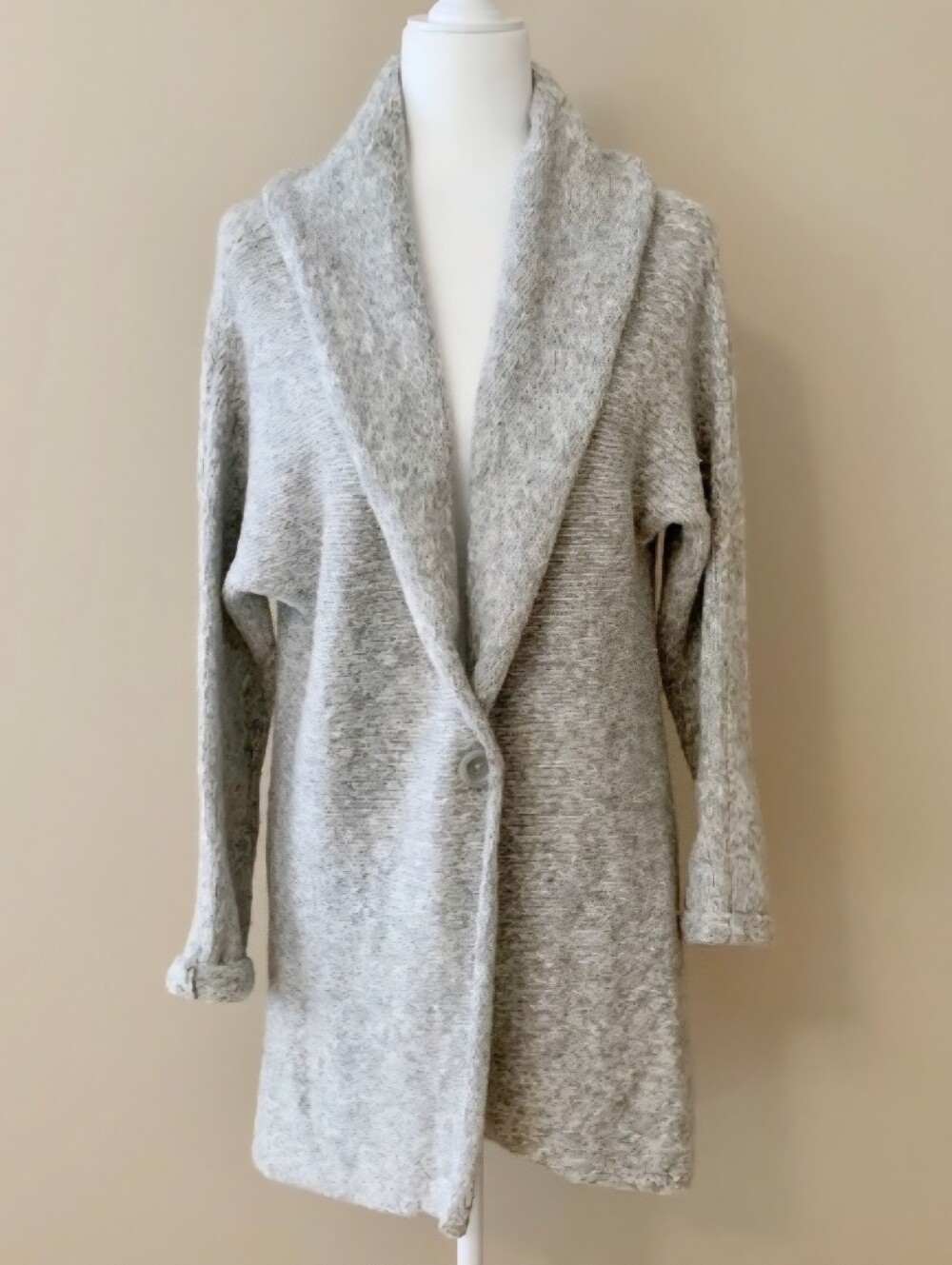 Eddie Bauer | Long Cozy Chunky Knit Cardigan Women's L/XL Light Heathered Grey